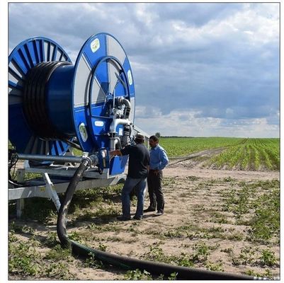 1500 KG Rollo de manguera móvil con sistema de riego de rociadores con trampolín y agricultura versátil