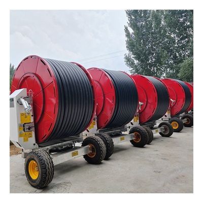 Máquina de riego automática para granjas con manguera de agua de viaje con bobina de turbina para granjas
