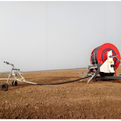 Gran cañón de lluvia rueda de agua sistemas de riego de granjas agrícolas motor con manguera de acero inoxidable bobina de rodillo