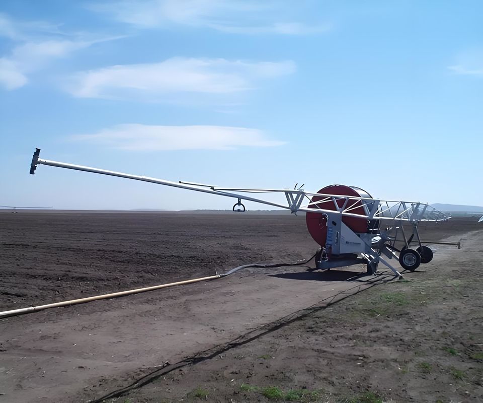 Diámetro 2360 cm Agricultura Viaje Rueda de agua móvil Gran cañón de lluvia manguera bobina rociador Sistema de riego con boom